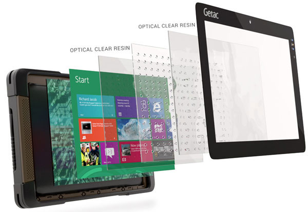В дисплее Getac T800 применяется технология LumiBond В дисплее Getac T800 применяется технология LumiBond