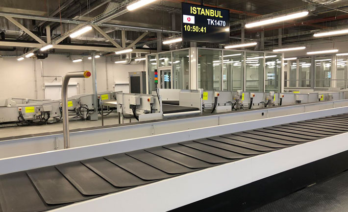 Система обработки багажа в Международном аэропорту Запорожье - монтаж компании ВЕРСИЯ