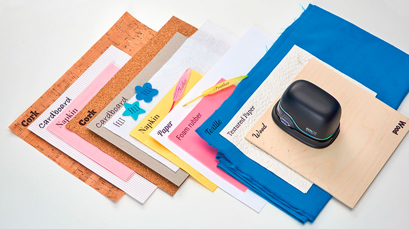 COLOP e-mark - Друк можливий на: папір, серветки, дерево, картон, крафт-папір, фотопапір, стрічки, паперові стаканчики, тканина