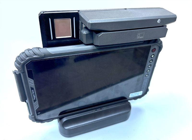 Mobile work station for processing biometric data